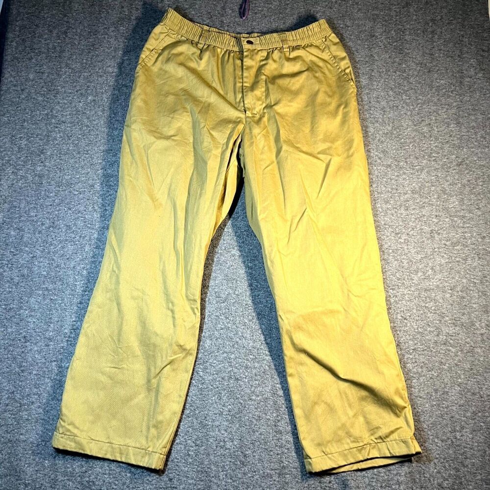 Haband's Ice House Flannel Lined Pants Slacks Mens 38M Elastic Waist Tan Brown